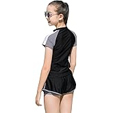 Girls Swimsuits, Kids Two-Piece Rashguard Swim Set Bathing Suits Beach Shorts Swim Shirts Size 6-7,8,10-12,14-16