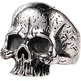 316L Stainless Steel Silver Mens Vintage Black Tattoo Punk Skull Biker Ring