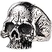 4ZOM 316L Stainless Steel Silver Mens Vintage Black Tattoo Punk Skull Biker Ring