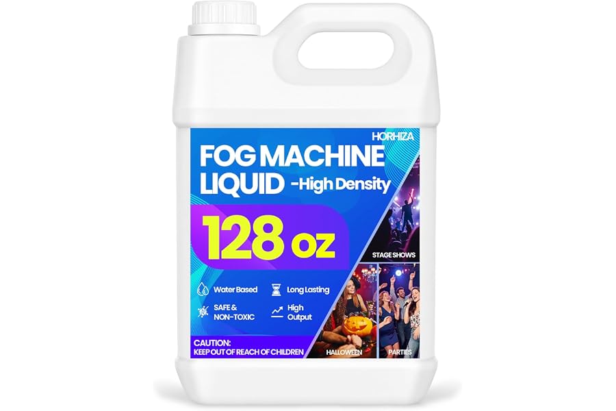 HORHIZA Fog Juice, 128oz Premium Odorless Fog Machine Fluid | Long‑Lasting, High‑Output, High‑Density Liquid for Water Based Fog Fluid, Ideal for 400 to 1500 Watt Machines