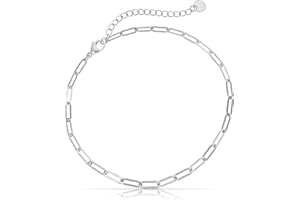 Made by Nami Flat Cuban Chain Anklet - Stainless Steel Link Ankle Bracelet - Cute Boho Summer Beach Anklet - Handmade in Germany - Adjustable for Women, Teens & Girls
