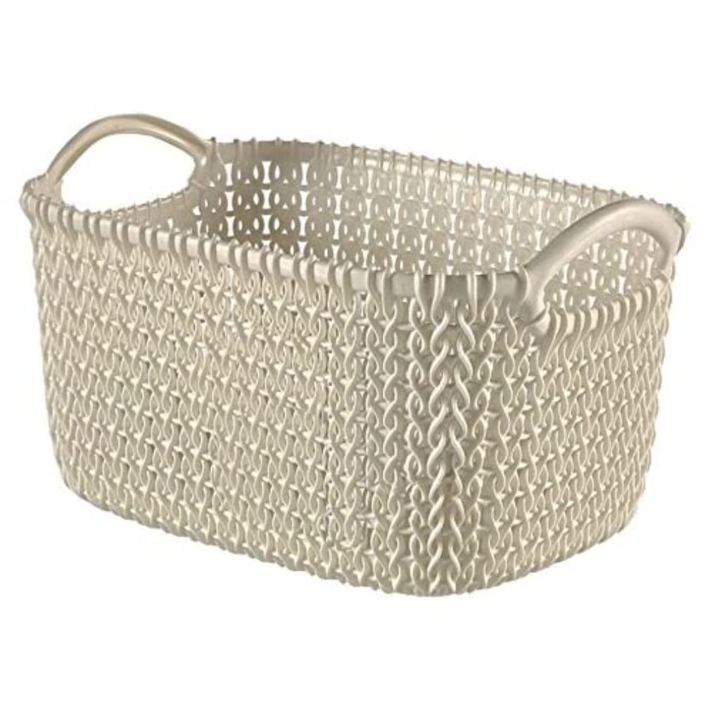 Curver Rectangular Knit Basket, Oasis White, 24.8 x 17.5 x 13.10 cm