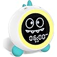 Kids Alarm Clock, Toddler Sleep Training Clock with Sound Machine, Night Lights, Ok to Wake Dinosaur Clock, Gift Ideas for Ki
