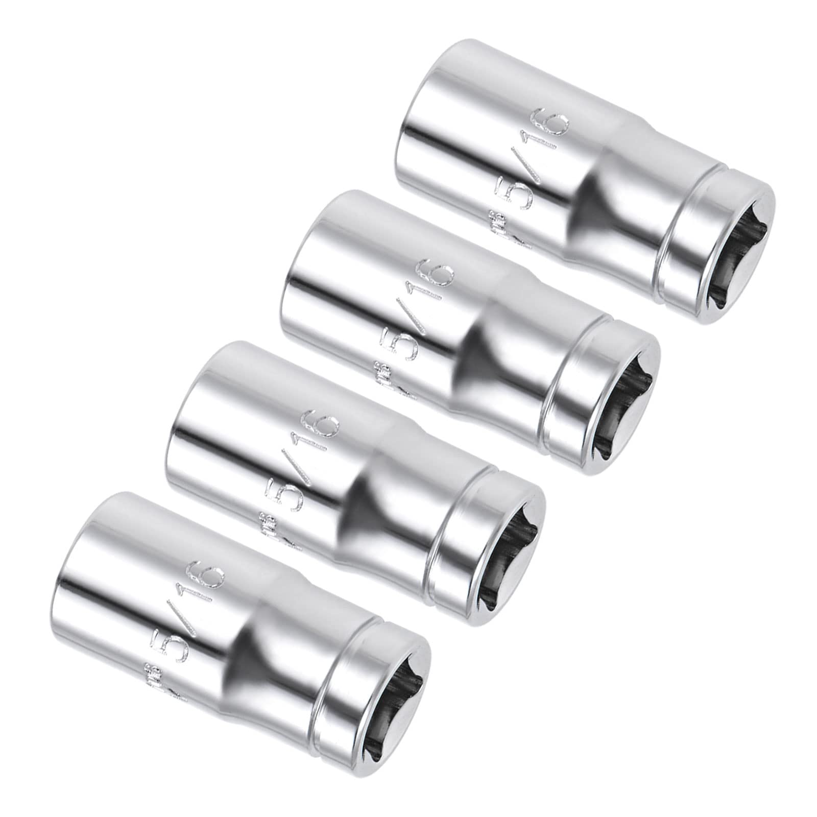 Kozelo 4pcs 6 Point Shallow Socket - [1/4 Inch x 5/16 Inch] Square Drive for Car Mechanical Equipment Repair Use, CR-V Steel SAE Sizes