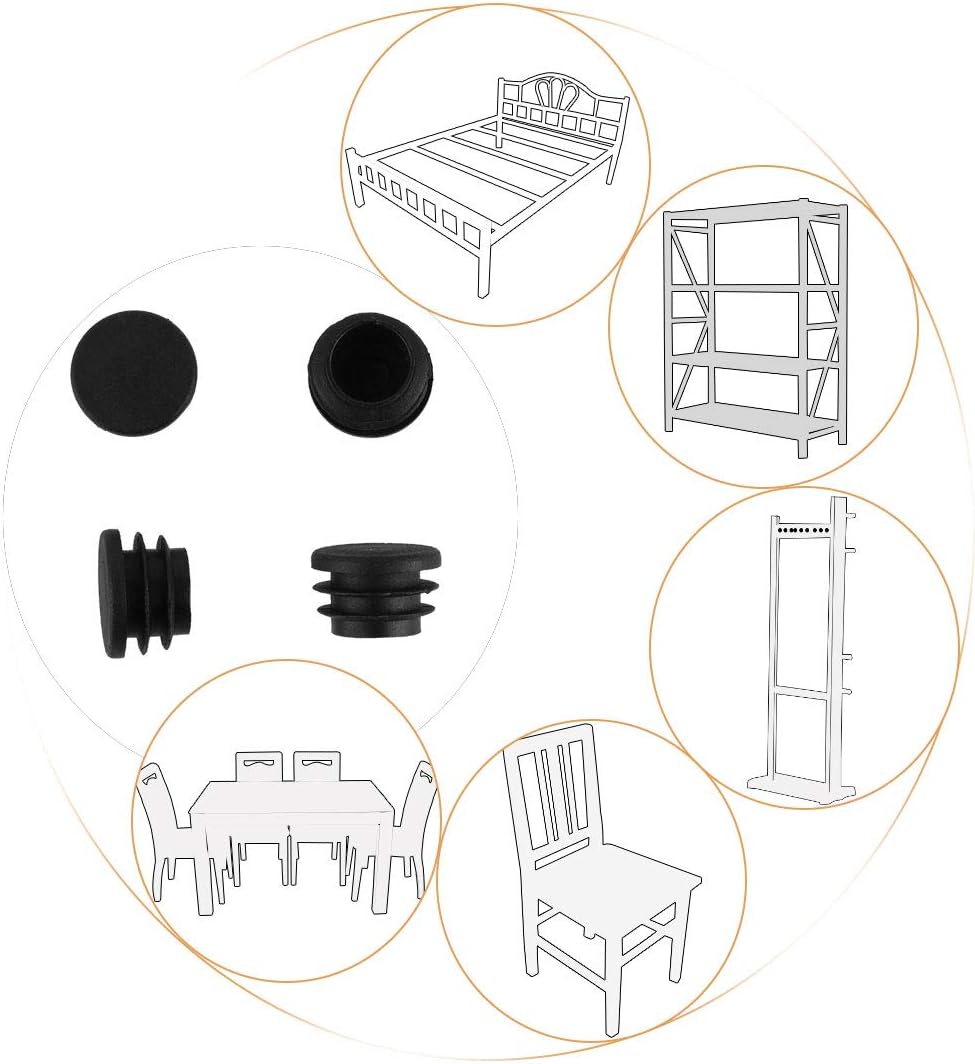 Sourcingmap Black Plastic 25mm Dia Blanking End Cap Round Pipe Tube Insert 18pcs - Image 4