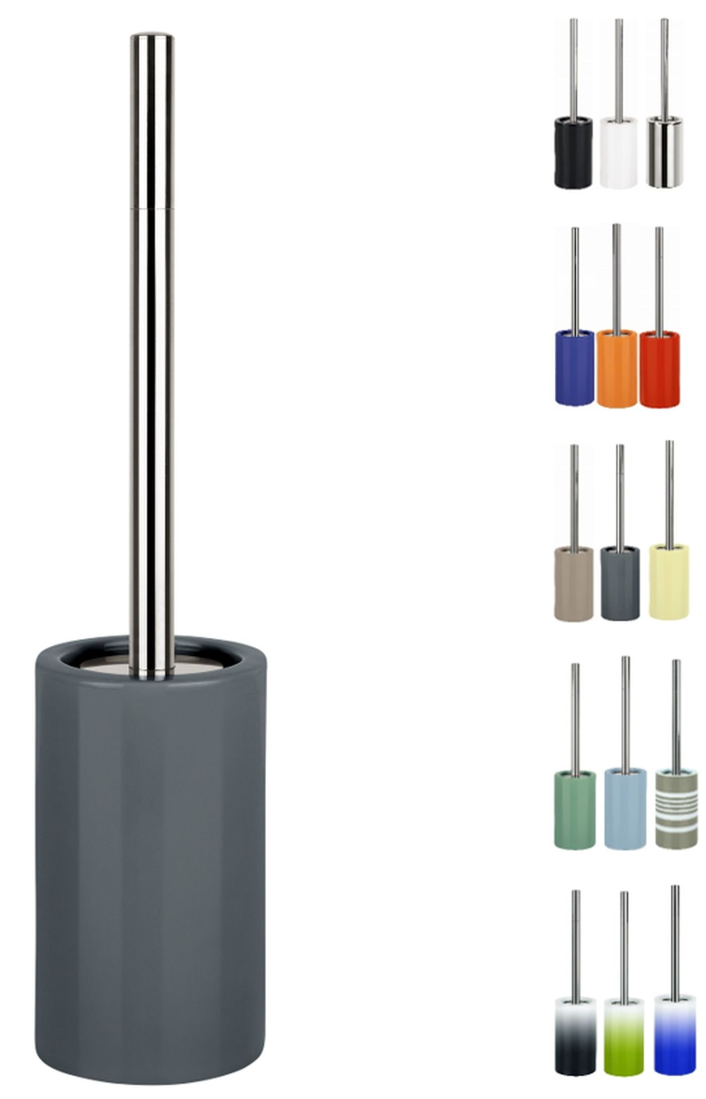 SPIRELLA "Tube Toilet brush toilet set with porcelain holder and stainless steel handle grey