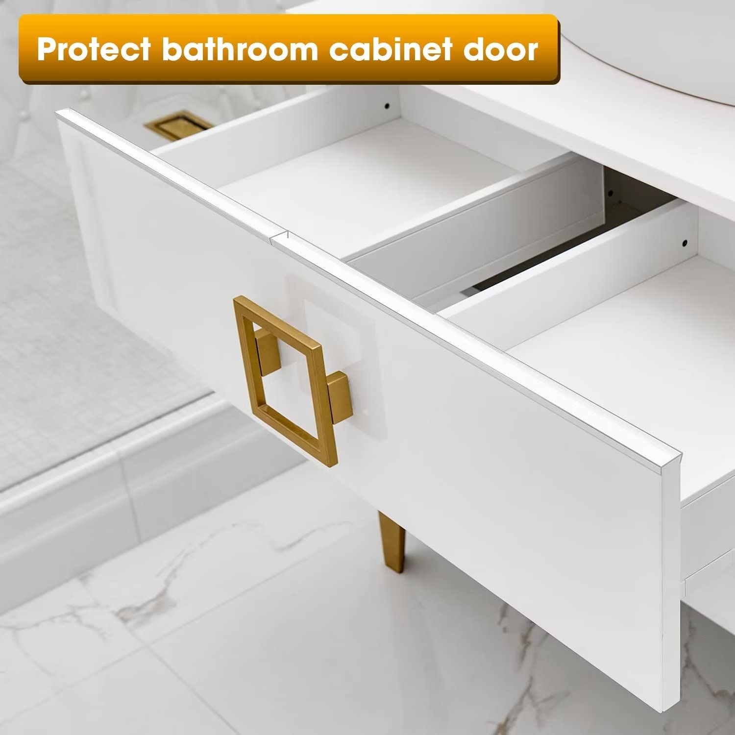 6 Pcs Clear Rigid Plastic Slip On Cabinet Door Protector, Works for 3/4