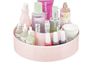 mDesign Plastic Lazy Susan Round Turntable Storage Tray - Rotating Organizer for Makeup, Cosmetics, Nail Polish, Vitamins, Sh