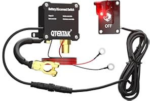 QTEATAK 12V 250A Battery Disconnect Switch, 15A 250VAC ON/Off Illuminated Toggle Switch with Panel for Car Truck RV, 9.84 FT Cable, to Prevent Battery Drain, in-Car Manual Cut-Off