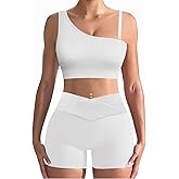 niyokki Workout Sets for Women Two Piece Sexy Summer Sports Bra and Crossover Shorts Matching Workout Set