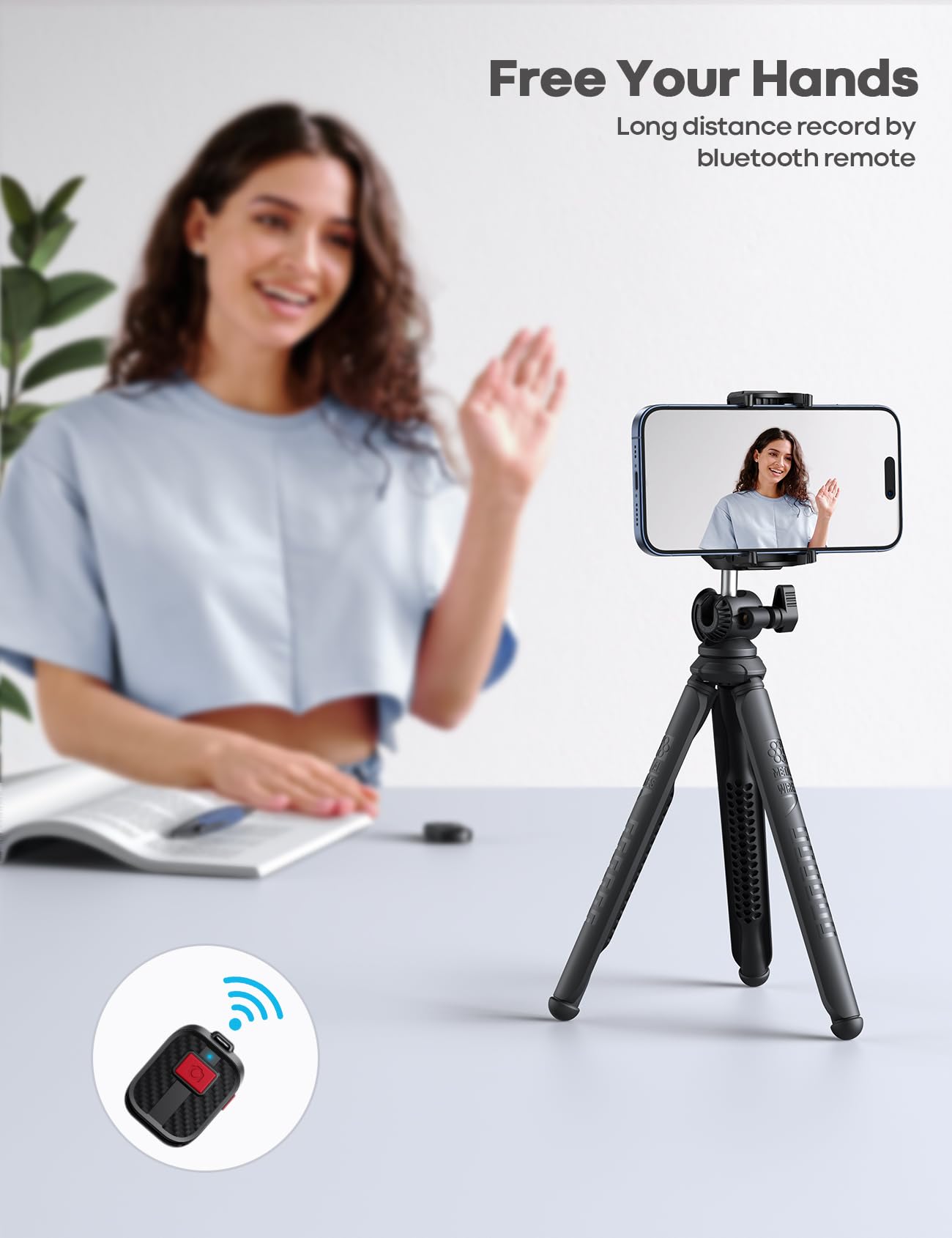 Lamicall Tripod for Camera - 3 in 1 Flexible Tripod for iPhone with Wireless Remote - iPhone Tripod Stand for Video Recording Vlogging Compatible with iPhone Samsung Go Pro, Small Digital Camera