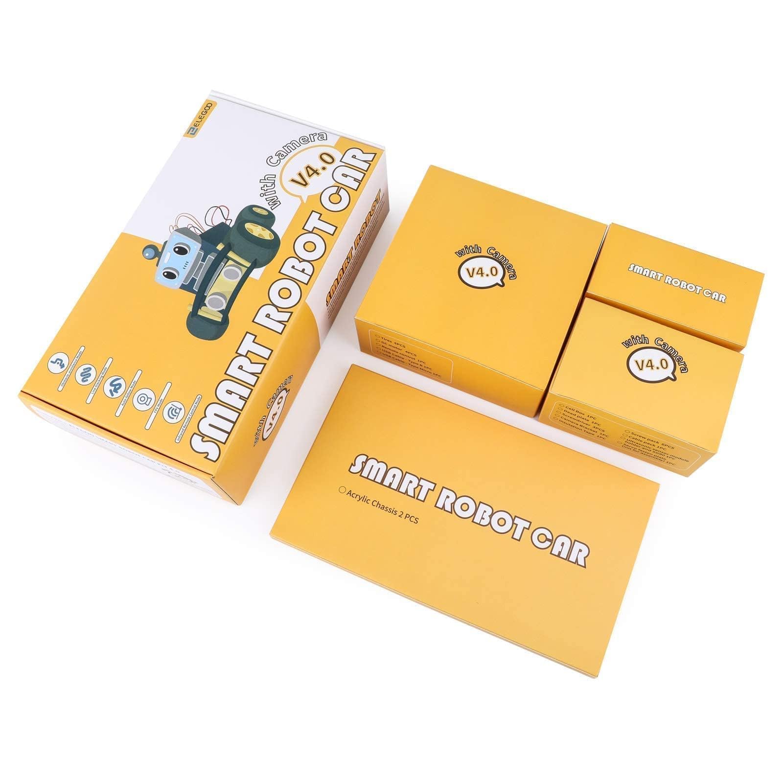 ELEGOO Smart Robot Car Kit V4.0 Kompatibel mit Arduino IDE Elektronik Baukasten mit Kamera, UNO R3, Line Tracking Modul, Ultraschallsensor, Auto Roboter Spielzeug für Kinder 8