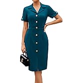 GRACE KARIN Work Dresses for Women 2026 Short Sleeve Button Bodycon Dress Pencil Office Midi Dress with Pockets