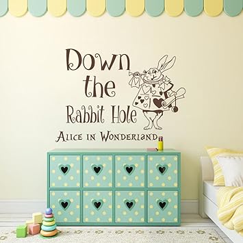 Wandaufkleber Zitate Alice In Wonderland Down Der Hase Loch Spruche Kaninchen Wand Aufkleber Wandmalereien Kinderzimmer Schlafzimmer Wohnheim D Cor Vinyl Dunkelbraun 29 H X40 W Amazon De Kuche Haushalt