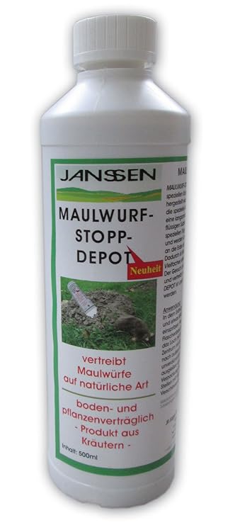 Janssen 1401 Maulwurf Stopp Depot 500 ml Vertreiber Schreck ohne Chemie auf Kräuterbasis