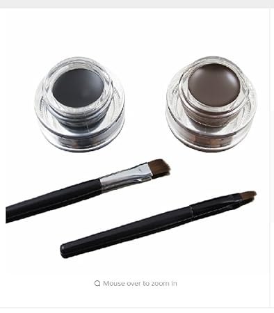 Music Flower Eye Makeup 2 in 1 Brown + Black Gel Eyeliner Make Up Water-proof Smudge-proof Set Eye Liner Kit With Brushes