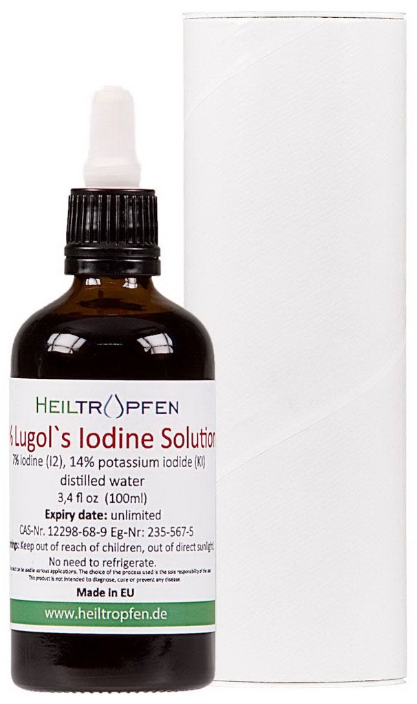 Lugols Iodine Solution 7% 3.4 Oz - 100 ml | 21% Lugol's Liquid Formulation | Made with 7 Percent Iodine and 14% Potassium Iodide | Third-Party Tested | Heiltropfen®