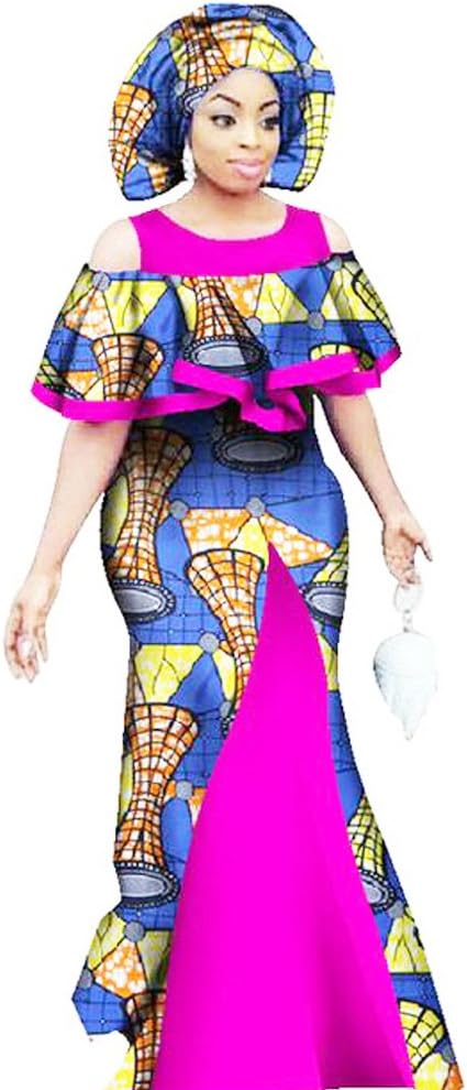 Women African Costume Long Dresses Head wrap Two piece outfits WY1065 8 XL