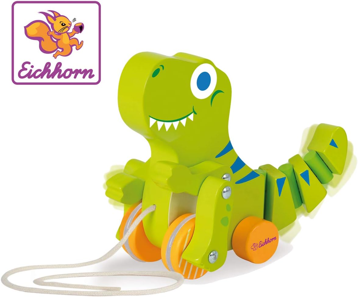 Eichhorn 100002425 PullAlong Dinosaur with Movement 18 cm Long Birch