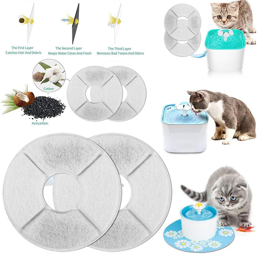 samLIKE 8 Pcs Pet Water Dispenser Filter,Active Carbon Replacement Filter For Automatic Cat Dog Kitten Water Drinking Fountain Pump (2pcs)