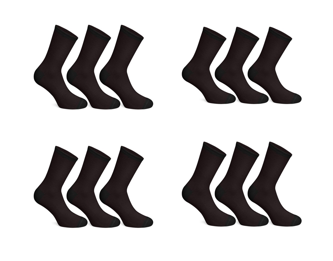 Bonjour 12 pairs Men's Cotton Diabetic Soft Top Comfort Cuff Non Elastic Wide Top socks UK 6-11