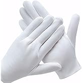 3 Pairs White Cotton Gloves for Dry Hands Eczema SPA Moisturizing - Work Glove Liners for Serving Costume Inspection