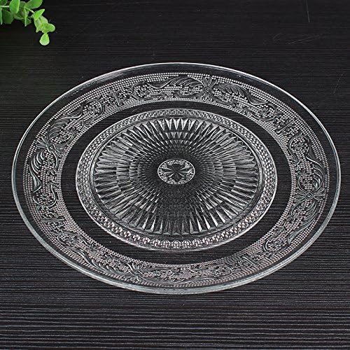 MLGG Glass crystal pattern fruit bowl, cake plate dessert plate of melon salad dish candy dish dried fruit dish,12 inch