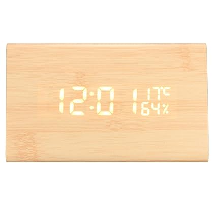 Kopper USB Voice Control Wooden Wooden Triangle Temperature LED Digital Alarm Clock Humidity Thermometer