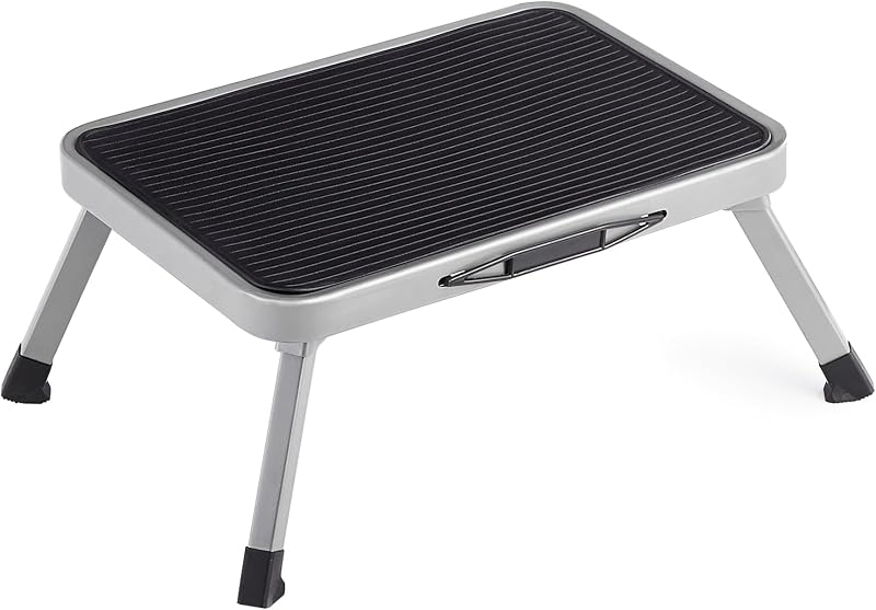 SONGMICS Single Step Folding Ladder GSL001G01 Dove Grey 150 kg