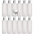 Earth's Essentials 12 Pack Of Refillable Eight Ounce. Squeeze Bottles With One Hand Press Cap Dispenser Tops-Great For Dispensing Lotions, Shampoos and Massage Oils.