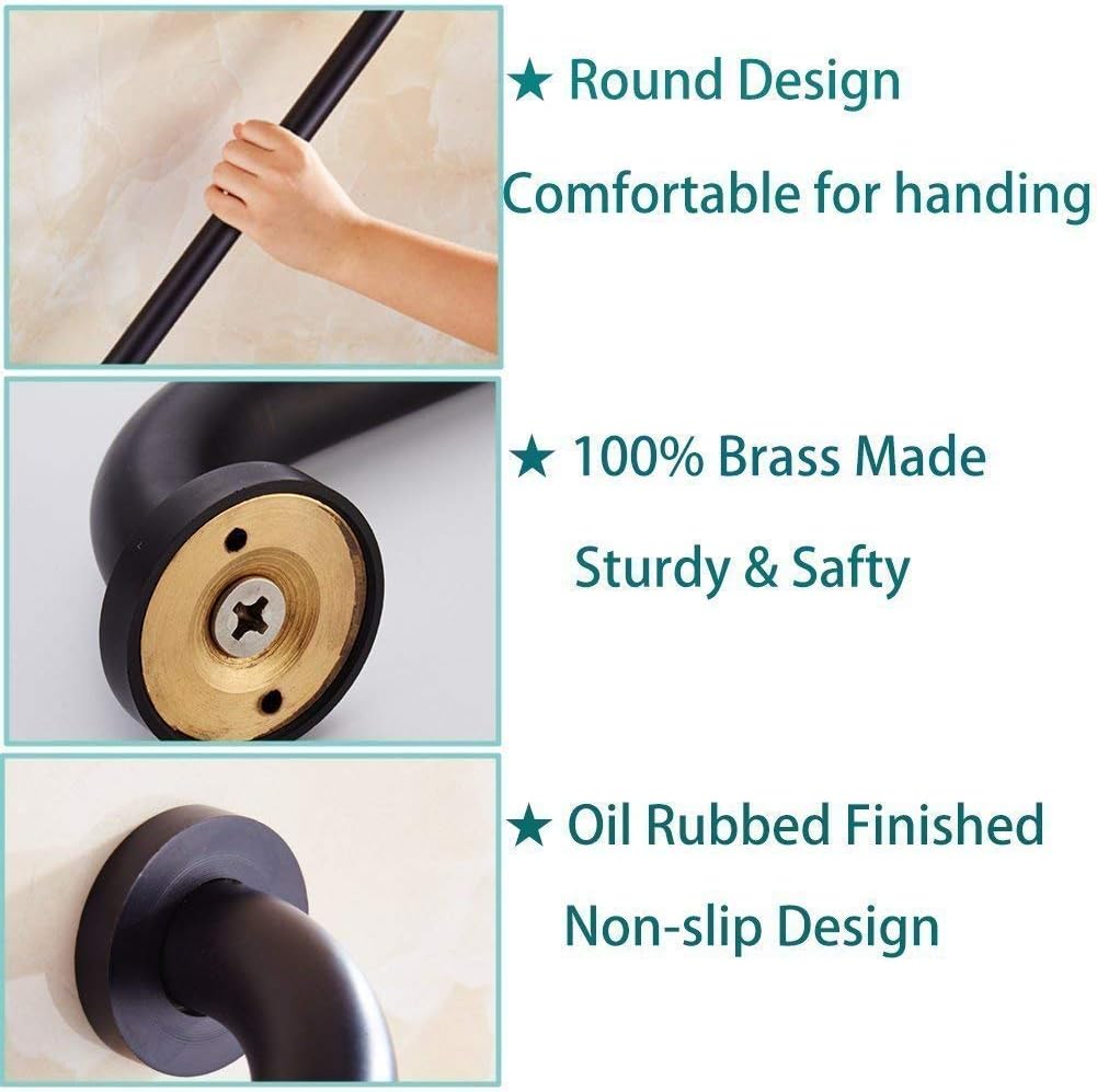 ELLO&ALLO Oil Rubbed Bronze Bathroom Shower Grab Bar, Home Care Bath Handrail (12 Inch): Home Improvement