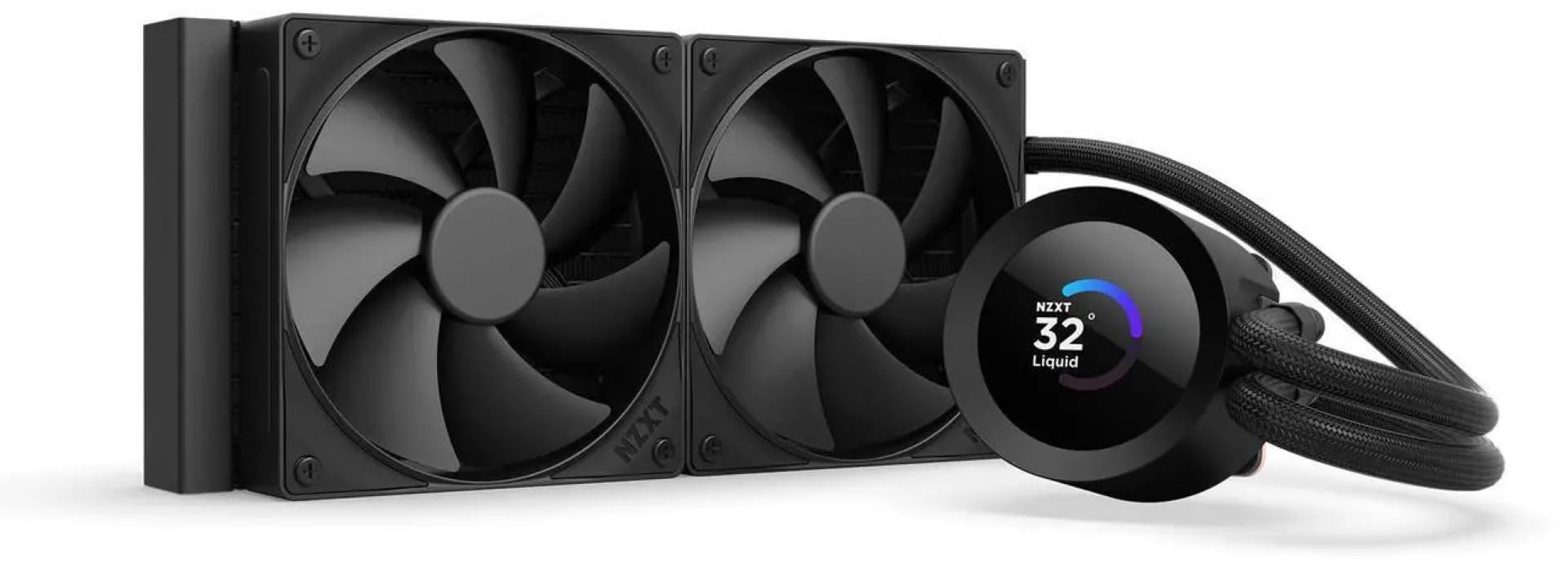 Photo 1 of NZXT Kraken Plus 240 – AIO CPU Liquid Cooler – 240mm Radiator – 2 x F120P Fans – Customizable 1.54" Square LCD – AMD® AM5, AM4 – Intel® LGA 1851/1700, 1200/115X – Black