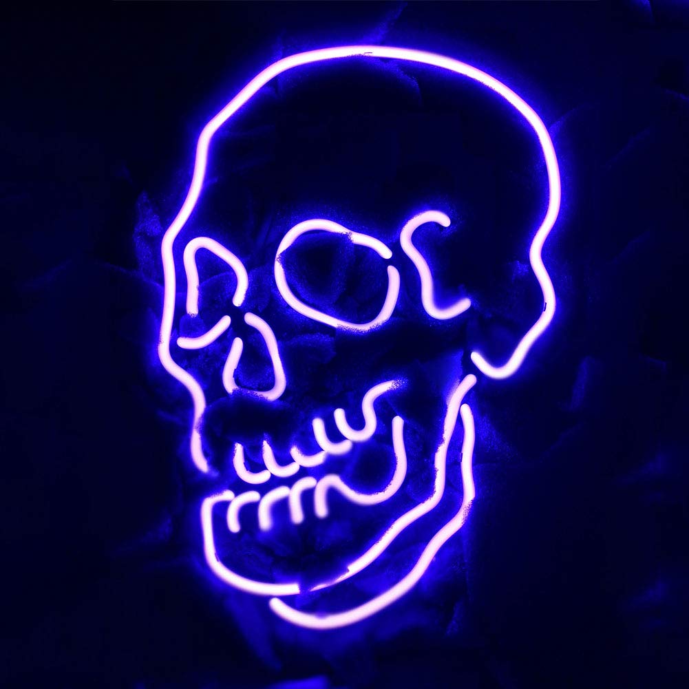 LiQi ™ Skull Neon Sign （14" x 11"Large） Real Glass Acrylic Panel Handmade for Home Bedroom Pub Hotel Beach Recreational Game Room Decor