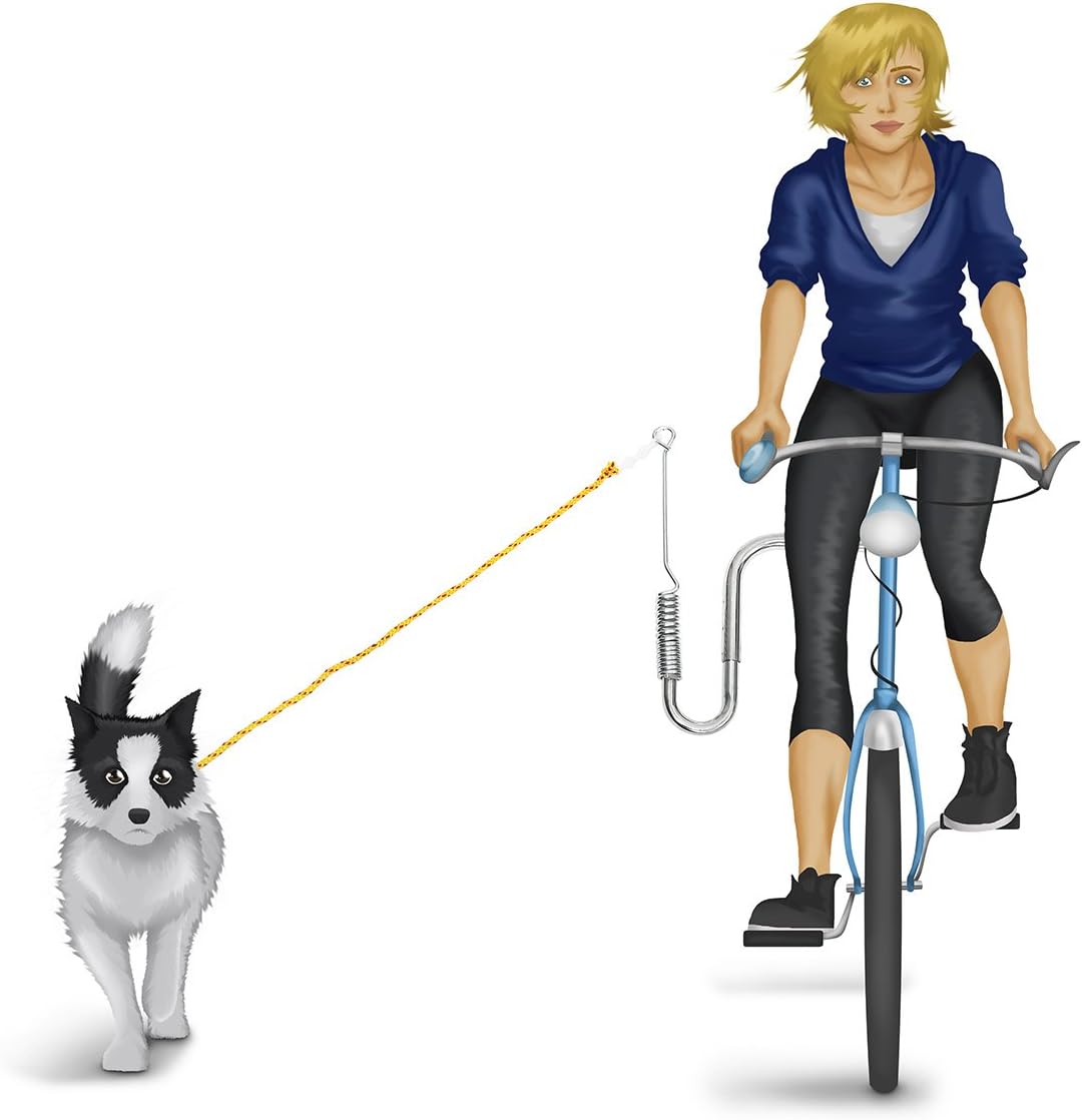 Relaxdays Adjustable Dog Lead Leash For Bicycles, Silver-Yellow, 47 x 21.5 x 5 cm - Image 3
