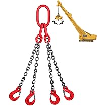 2-Ton Lifting Chain Slings With Hooks - G80 Manganese Steel, Safety Clips, Inspection Certificate
