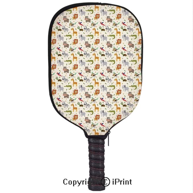 Amazon.com : Smooth And Comfortable Zipper 3D Pickleball Paddle Racket Cover Case, Exotic Giraffe Lion African Zebra Funny Elephant Monkey Crocodile Nursery ...
