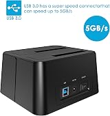 WAVLINK USB 3.0 Dual Bay SATA HDD SSD Docking Station Offline Clone 2.5 3.5 view 3