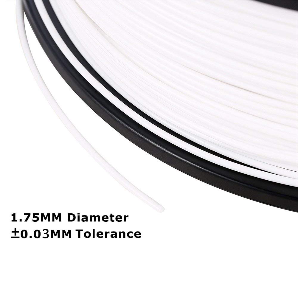 3D Mars 3D Printing Filament, 1.75 mm PLA 3D Printer Filament, Dimensional Accuracy +/- 0.03mm,1.2KG Spool Filament PLA 3D Filament for Most 3D Printer & 3D Pen, White