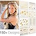 Flash Tattoos | Temporary Tattoos For Women & Kids - 8 Sheets Semi Permanent Tattoo - Best Tattoo Temporary Deal - Silver & Gold Metallic Temporary Tattoo Sticker - Glitter Shimmer Effect Fake Tattoos