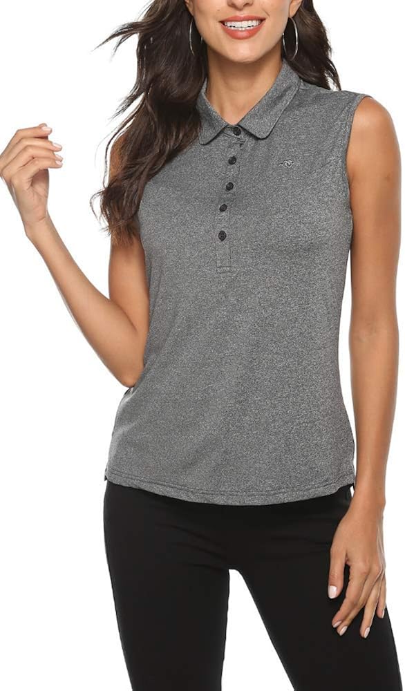 AIRIKE Golf Polo Shirts for Women Sleeveless Summer Sports Athletic Fashionable Workwear-Quick Dry Womens Tank Tops: Clothing