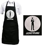 Licence to Grill James Bond 007 Novelty Apron. BBQ or Kitchen. Men & Women. Fantastic Gift!