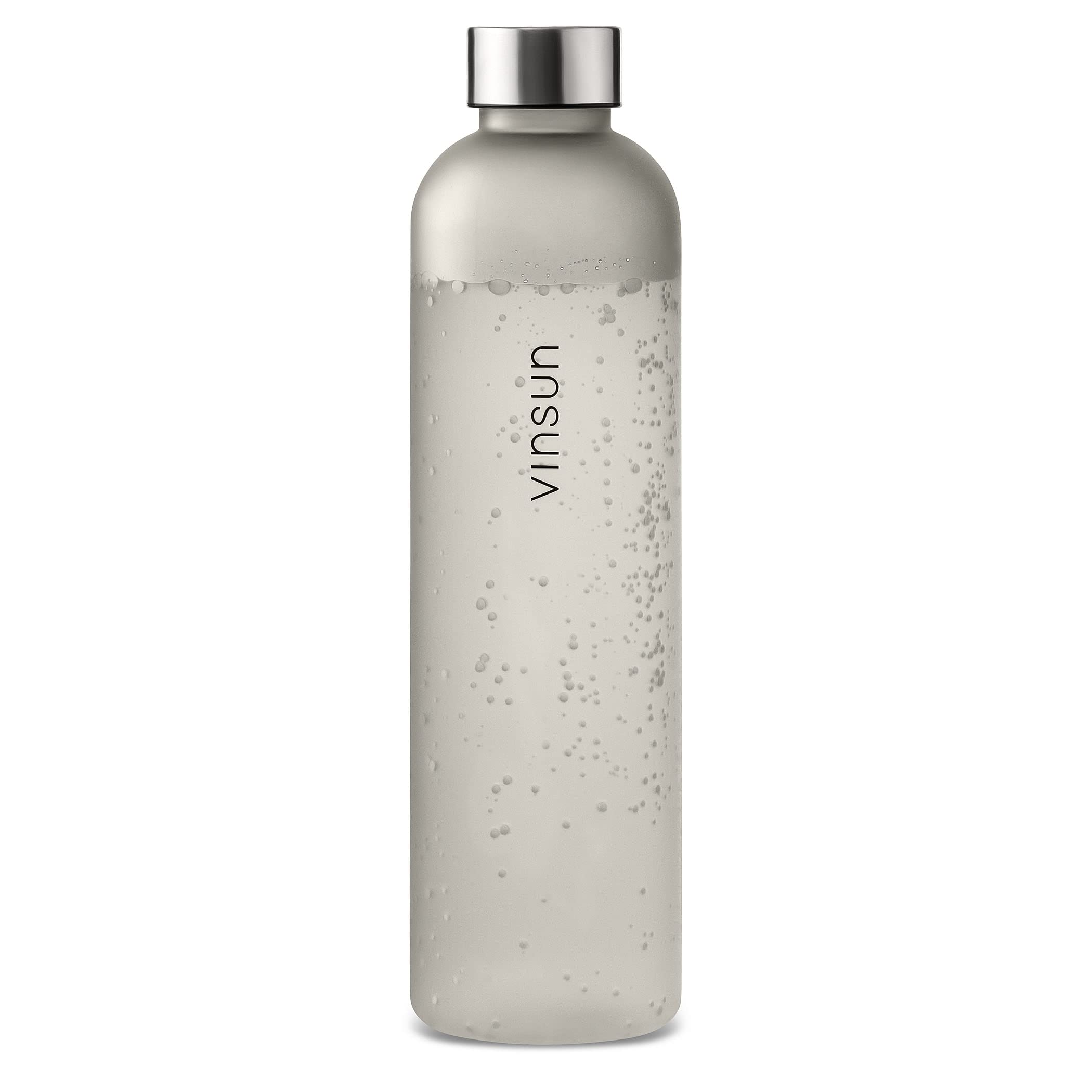 VINSUN Water Bottle 1L Grey, Leak-proof Water Flask - BPA free, Reusable, Tritan - Drinks Bottle for Sports, Gym, Travel, School, Cycling, Running, Work