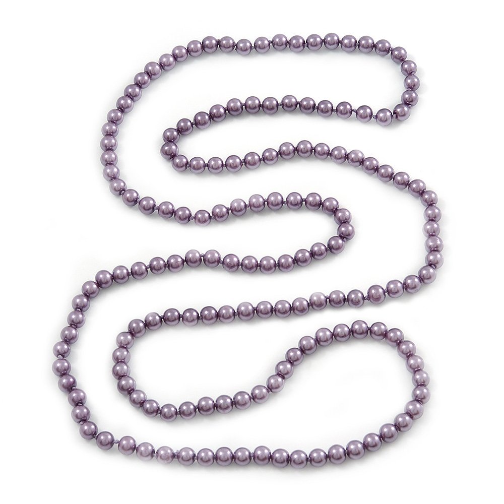 Avalaya 8mm Long Purple Glass Bead Necklace/ 140cm L