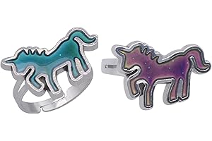 swqfzki Mood Rings 2 Pcs Heart-Shaped and Turtle Dinosaur Unicorn Horse Ring Color Change Eyes Emotion Feeling Finger Ring Butterfly Moon and Star Mood Rings Size Adjustable for Womens Girls