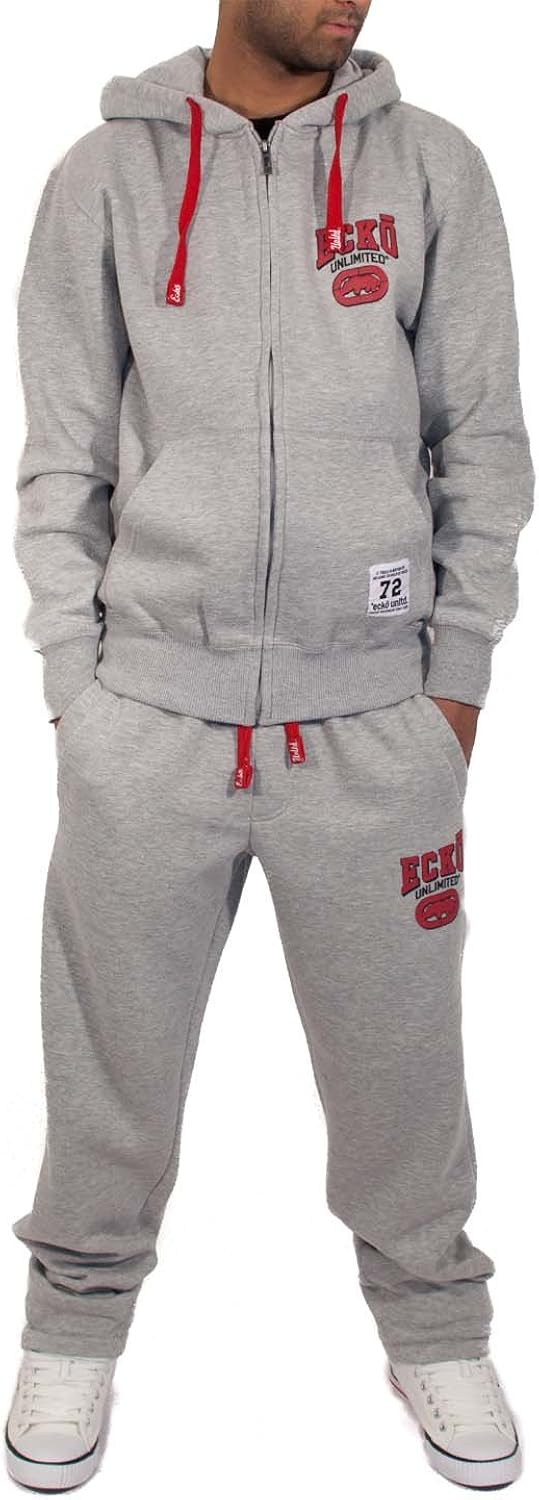 Ecko Mens Boys Clann Star Full Zip Up Grey Jogging Hip Hop Tracksuit