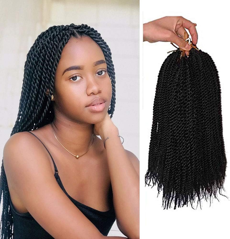 14 Inch 8Packs Senegalese Twist Hair Crochet Braids 30Stands/Pack Synthetic Braiding Hair Extensions for Black Women(14" 8packs, 1b)