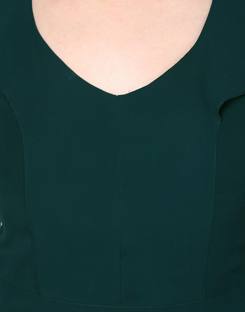 besiva women's midi fit and flare polyester solid sleeveless dress