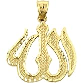 Middle Eastern Jewelry 10k Yellow Gold Islamic Allah Necklace Pendant