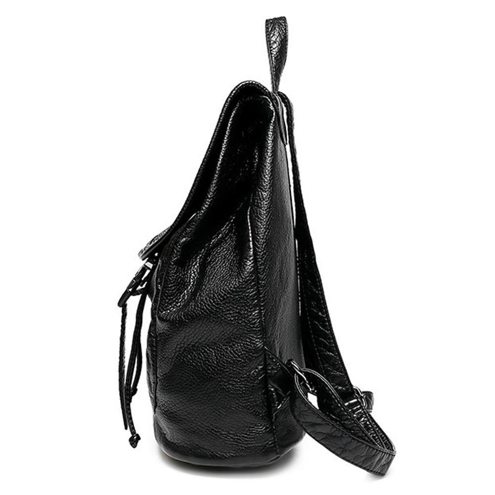 tomtopp washed pu leather backpacks women shoulder teenage girls casual travel bag