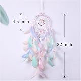 FuninCrea Colorful Half Circle Moon Dream Catcher with Feathers view 2